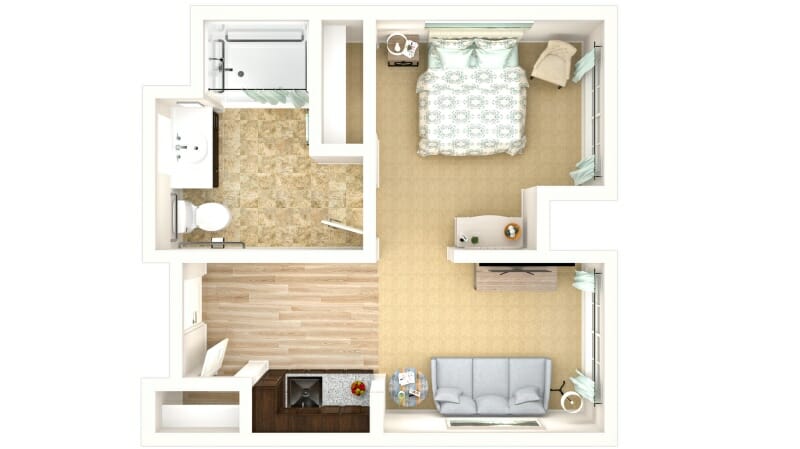 Assisted Living studio - 393 sq. ft. - 455 sq. ft. 
